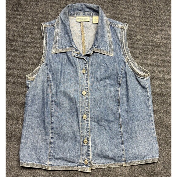 GAP Jackets & Blazers - Vintage GAP Denim Vest Button Up Women’s Sleeveless Top Size Large 1990s Classic